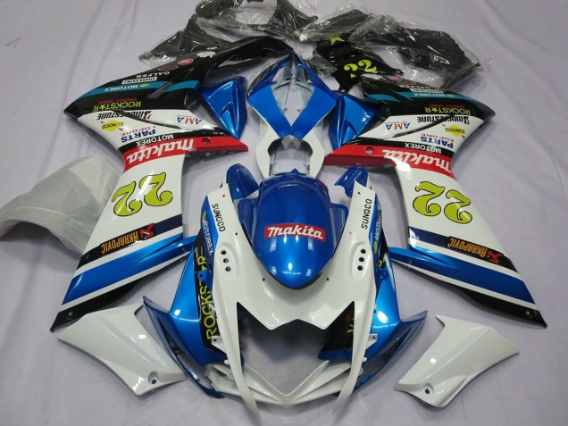 22 Blanco & Azul 07-08 GSXR 1000 Carenado Moto 22 Blanco & Azul 07-08 GSXR 1000 Carenado Moto