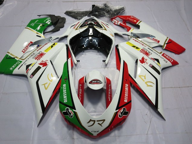 77 Blanco Rojo Verde 07-14 Ducati 848 1098 1198 Carenado Moto 77 Blanco Rojo Verde 07-14 Ducati 848 1098 1198 Carenado Moto