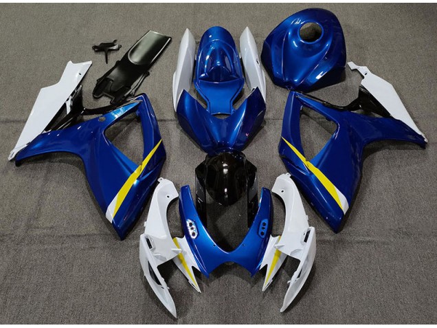 Azul Brillante Blanco & Amarillo 06-07 GSXR 600-750 Carenado Moto Azul Brillante Blanco & Amarillo 06-07 GSXR 600-750 Carenado Moto
