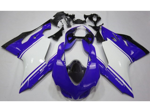 Azul Brillante Blanco & Negro 11-14 Ducati 1199 Carenado Moto Azul Brillante Blanco & Negro 11-14 Ducati 1199 Carenado Moto