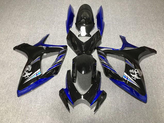 Azul Brillante & Negro Personalizado 06-07 GSXR 600-750 Carenado Moto Azul Brillante & Negro Personalizado 06-07 GSXR 600-750 Carenado Moto