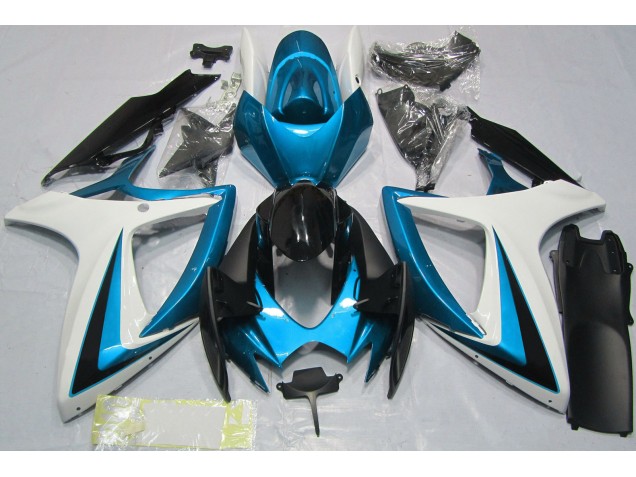 Azul Claro & Blanco 06-07 GSXR 600-750 Carenado Moto Azul Claro & Blanco 06-07 GSXR 600-750 Carenado Moto