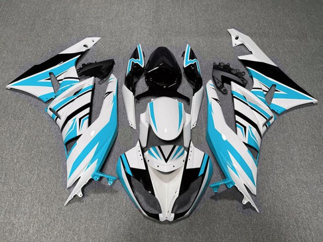Azul Claro Blanco & Negro Zag 09-12 ZX6R Carenado Moto Azul Claro Blanco & Negro Zag 09-12 ZX6R Carenado Moto