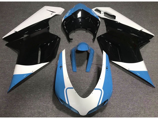 Azul Claro Brillante Blanco & Negro 07-14 Ducati 848 1098 1198 Carenado Moto Azul Claro Brillante Blanco & Negro 07-14 Ducati 848 1098 1198 Carenado Moto