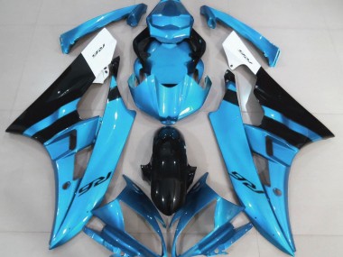 Azul Claro Brillante & Negro 06-07 R6 Carenado Moto