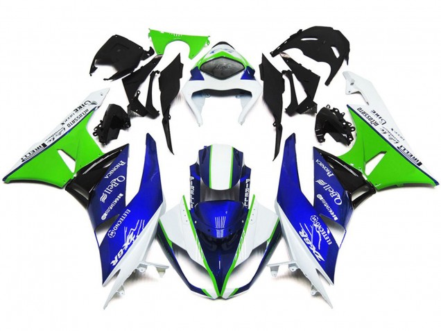 Azul Profundo Verde & Blanco 09-12 ZX6R Carenado Moto Azul Profundo Verde & Blanco 09-12 ZX6R Carenado Moto