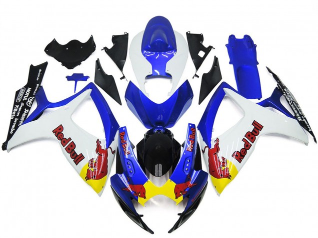 Blanco & Azul Rojo Toro Personalizado 06-07 GSXR 600-750 Carenado Moto Blanco & Azul Rojo Toro Personalizado 06-07 GSXR 600-750 Carenado Moto