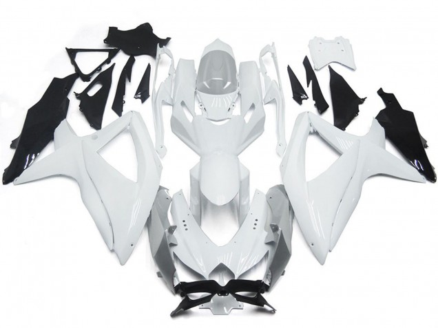 Blanco Brillante Con Plata 08-10 GSXR 600-750 Carenado Moto Blanco Brillante Con Plata 08-10 GSXR 600-750 Carenado Moto