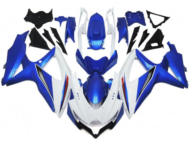 Blanco Brillante Con Plata & Azul 08-10 GSXR 600-750 Carenado Moto Blanco Brillante Con Plata & Azul 08-10 GSXR 600-750 Carenado Moto