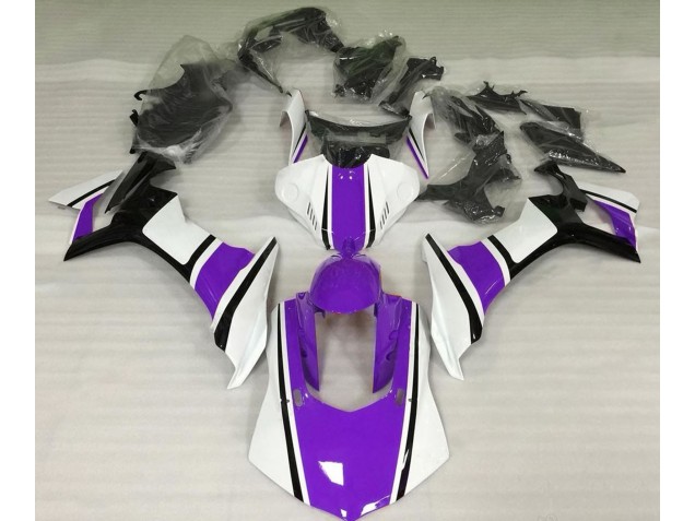 Blanco Brillante Morado & Negro 15-19 R1 Carenado Moto Blanco Brillante Morado & Negro 15-19 R1 Carenado Moto