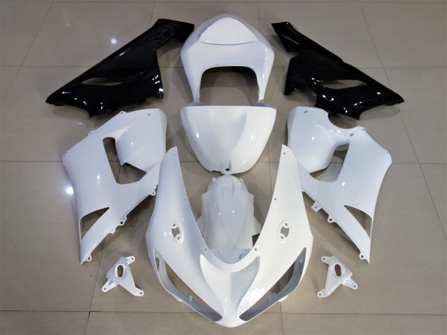 Blanco Brillante & Negro 05-06 ZX6R Carenado Moto Blanco Brillante & Negro 05-06 ZX6R Carenado Moto