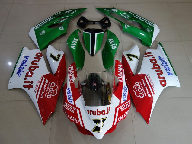 Blanco Brillante / Rojo / Verde 11-14 Ducati 1199 Carenado Moto Blanco Brillante / Rojo / Verde 11-14 Ducati 1199 Carenado Moto