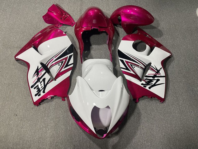 Blanco Brillante & Rosa 97-07 GSXR 1300 Carenado Moto Blanco Brillante & Rosa 97-07 GSXR 1300 Carenado Moto