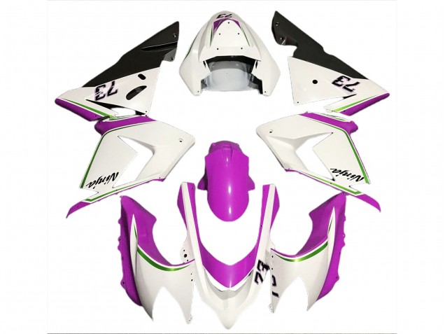 Blanco Brillante & Rosa 04-05 ZX10R Carenado Moto Blanco Brillante & Rosa 04-05 ZX10R Carenado Moto