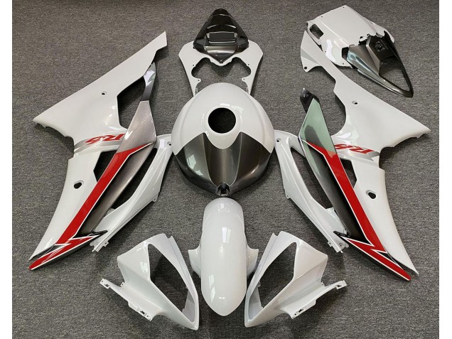 Blanco Brillo Plata & Rojo 08-16 R6 Carenado Moto Blanco Brillo Plata & Rojo 08-16 R6 Carenado Moto