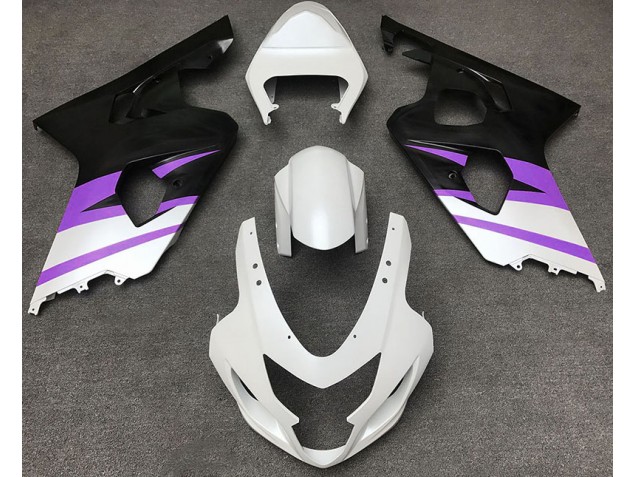 Blanco Mate & Morado 04-05 GSXR 600-750 Carenado Moto