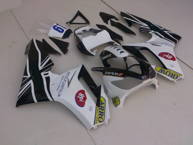 Blanco & Negro Con Bandera 06-08 Daytona 675 Carenado Moto Blanco & Negro Con Bandera 06-08 Daytona 675 Carenado Moto
