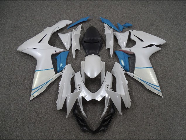 Blanco Perla & Azul Claro 11-24 GSXR 600-750 Carenado Moto Blanco Perla & Azul Claro 11-24 GSXR 600-750 Carenado Moto