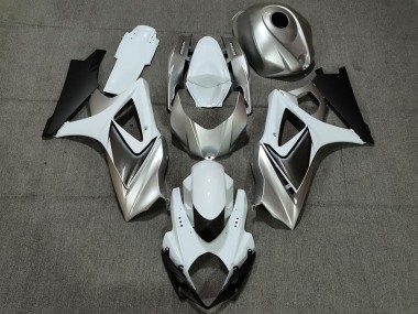Blanco Plateado Personalizado Con Negro 07-08 GSXR 1000 Carenado Moto