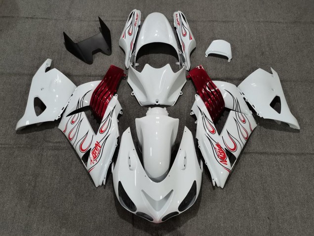 Blanco Rojo Llama 06-11 ZX14R Carenado Moto Blanco Rojo Llama 06-11 ZX14R Carenado Moto