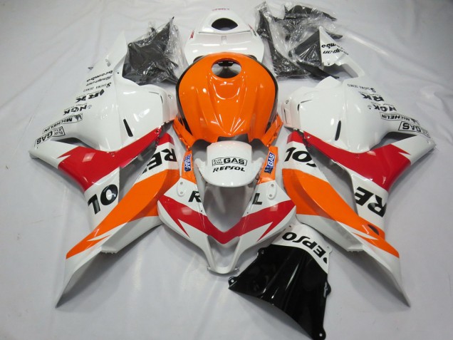 Blanco Rojo & Naranja Repsol 09-12 CBR600RR Carenado Moto Blanco Rojo & Naranja Repsol 09-12 CBR600RR Carenado Moto