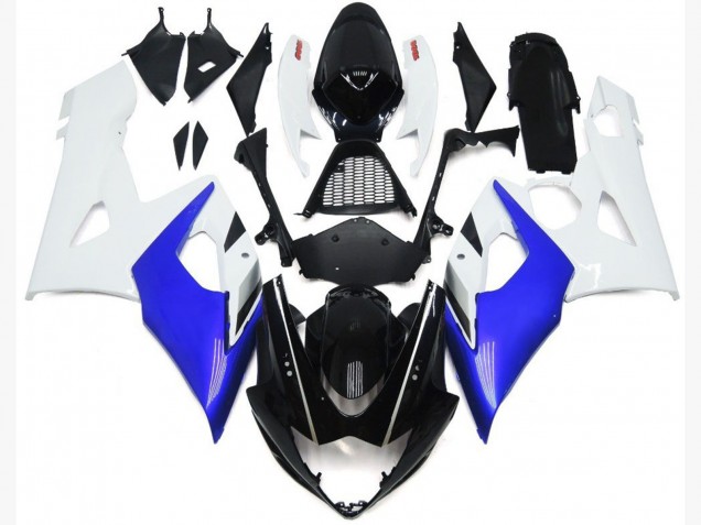 Brillo Azul & Blanco Brillo 05-06 GSXR 1000 Carenado Moto Brillo Azul & Blanco Brillo 05-06 GSXR 1000 Carenado Moto