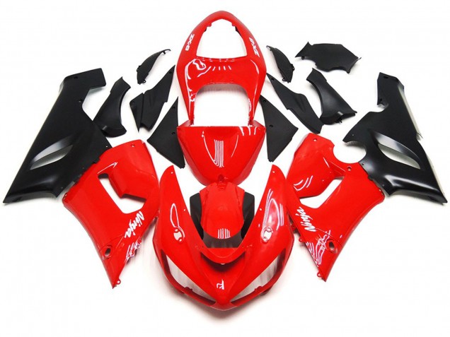 Calcomanías Lisas En Rojo & Blanco Brillante 05-06 ZX6R Carenado Moto Calcomanías Lisas En Rojo & Blanco Brillante 05-06 ZX6R Carenado Moto