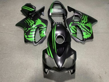 Cráneo Negro Mate & Verde 01-03 CBR600 F4i Carenado Moto