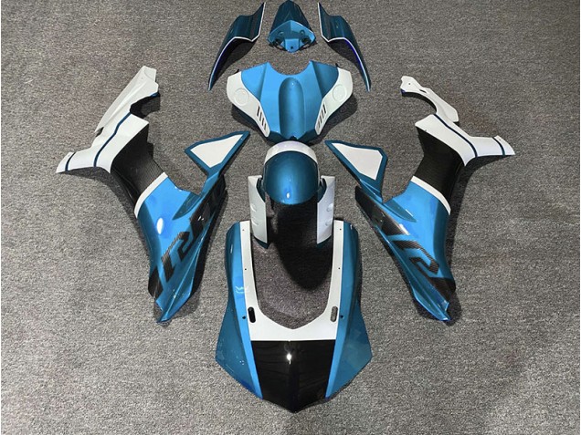 Detalles En Azul Claro & Fibra De Carbono 15-19 R1 Carenado Moto Detalles En Azul Claro & Fibra De Carbono 15-19 R1 Carenado Moto