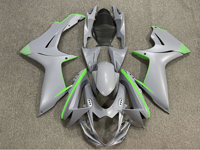 Detalles En Gris Nardo Mate & Verde 11-24 GSXR 600-750 Carenado Moto Detalles En Gris Nardo Mate & Verde 11-24 GSXR 600-750 Carenado Moto