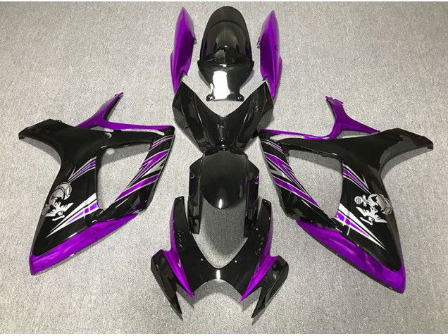 Diseño Morado Brillante & Negro 06-07 GSXR 600-750 Carenado Moto Diseño Morado Brillante & Negro 06-07 GSXR 600-750 Carenado Moto