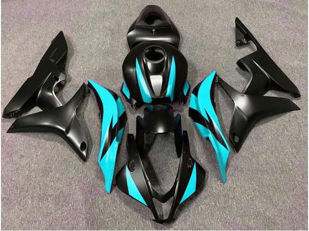 Diseño Negro Mate & Cian 07-08 CBR600RR Carenado Moto Diseño Negro Mate & Cian 07-08 CBR600RR Carenado Moto