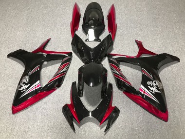Diseño Rojo Brillante & Negro 06-07 GSXR 600-750 Carenado Moto