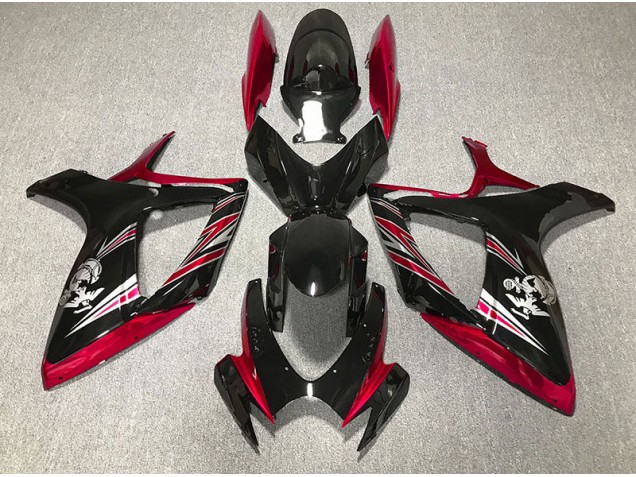 Diseño Rojo Brillante & Negro 06-07 GSXR 600-750 Carenado Moto Diseño Rojo Brillante & Negro 06-07 GSXR 600-750 Carenado Moto