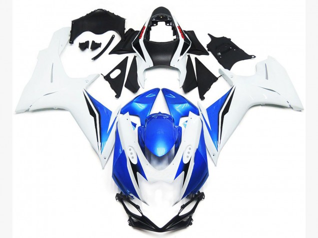 Estilo Blanco Brillante & Azul 11-24 GSXR 600-750 Carenado Moto Estilo Blanco Brillante & Azul 11-24 GSXR 600-750 Carenado Moto