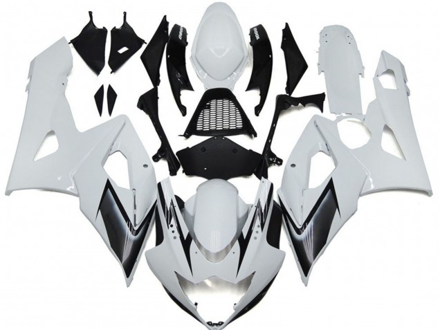 Estilo Blanco Brillante Con Toques Plateados 05-06 GSXR 1000 Carenado Moto Estilo Blanco Brillante Con Toques Plateados 05-06 GSXR 1000 Carenado Moto