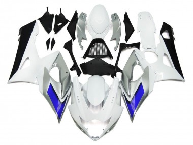 Estilo Blanco Brillante Con Toques Plateados & Azul 05-06 GSXR 1000 Carenado Moto