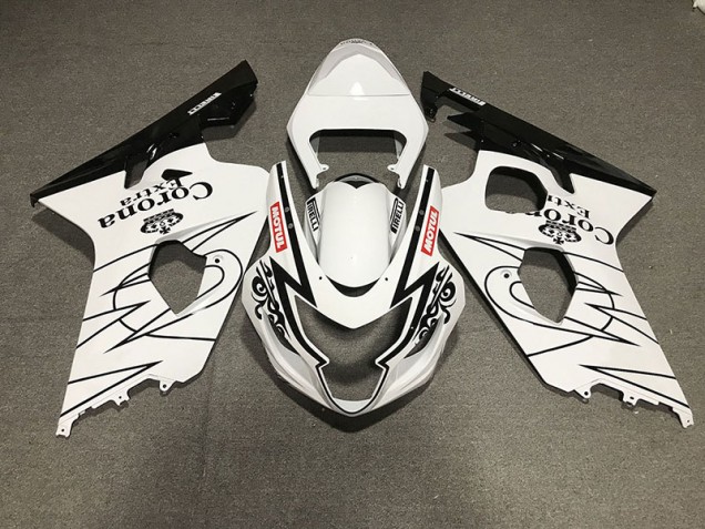 Estilo Corona En Blanco & Negro Brillante 04-05 GSXR 600-750 Carenado Moto Estilo Corona En Blanco & Negro Brillante 04-05 GSXR 600-750 Carenado Moto