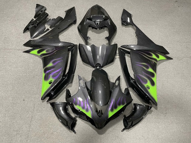 Estilo Fibra De Carbono Con Llamas 07-08 R1 Carenado Moto Estilo Fibra De Carbono Con Llamas 07-08 R1 Carenado Moto