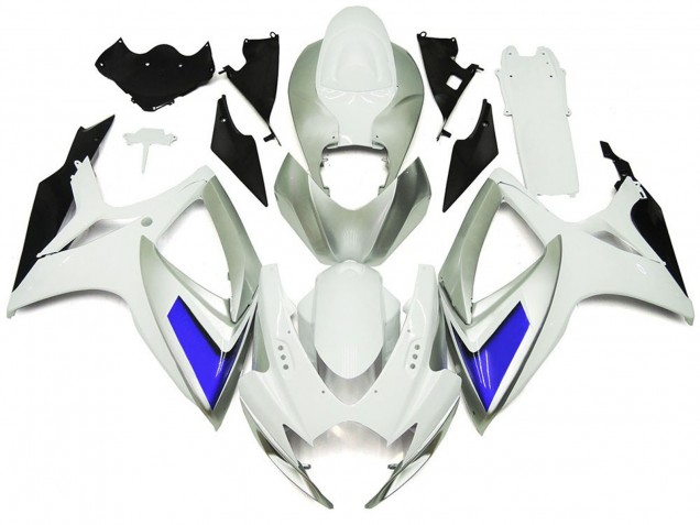 Estilo Plateado Blanco & Azul Brillante 06-07 GSXR 600-750 Carenado Moto Estilo Plateado Blanco & Azul Brillante 06-07 GSXR 600-750 Carenado Moto