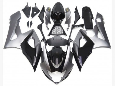 Estilo Plateado & Negro Brillante 05-06 GSXR 1000 Carenado Moto