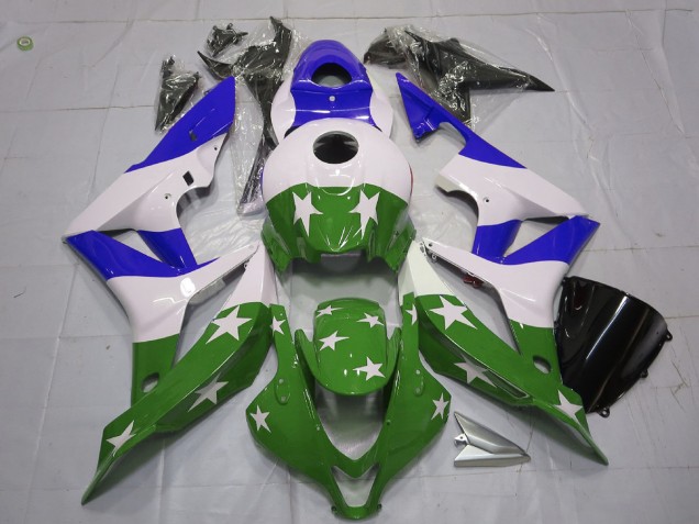 Estrellas & Rayas Verdes & Azules 07-08 CBR600RR Carenado Moto