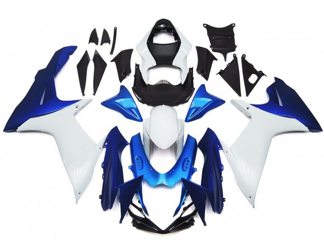 Kit De Estilo Liso Blanco & Azul 11-24 GSXR 600-750 Carenado Moto Kit De Estilo Liso Blanco & Azul 11-24 GSXR 600-750 Carenado Moto