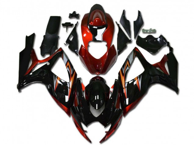 Carenados Moto Suzuki GSXR 600/750 2006-2007 - Naranja Plata Negro Brillante Raya