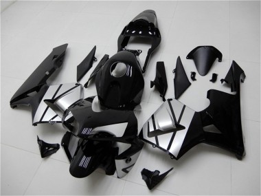 Carenados Moto Honda CBR600RR 2003-2004 - Plata Negro Brillante Raya