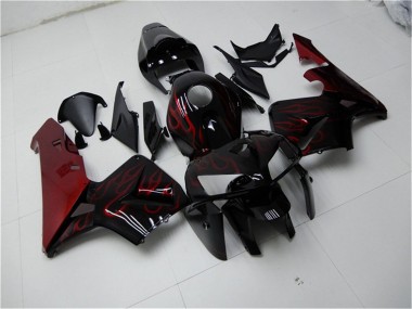Kits Carenado Moto Honda CBR600RR 2005-2006 - Negro Brillante Rojo Llama