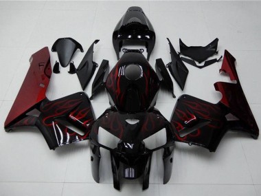 Kits Carenado Moto Honda CBR600RR 2005-2006 - Negro Brillante Rojo Llama