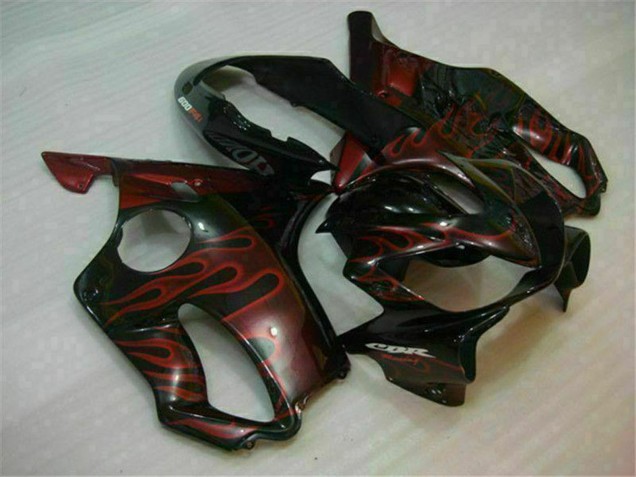 Carenados Moto Honda CBR600 F4i 2004-2007 - Negro Brillante Rojo Llama