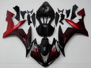 Carenados Moto Yamaha YZF R1 2004-2006 - Negro Brillante Rojo Llama