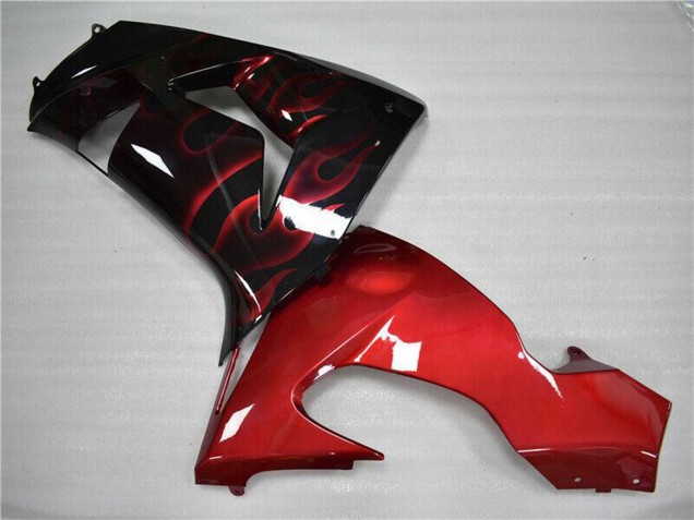 Carenado Moto Kawasaki ZX10R 2006-2007 - Negro Brillante Rojo Llama